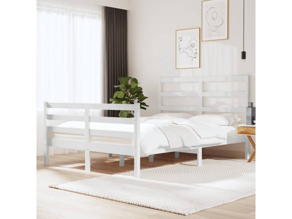 Bed frame without mattress white solid pine wood 120x190 cm APBO79676