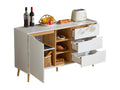 Sideboard with 1 door and 3 drawers - 140x40x80.5 cm - MDF wood - Anti-tip design - Natural white WCBM64882