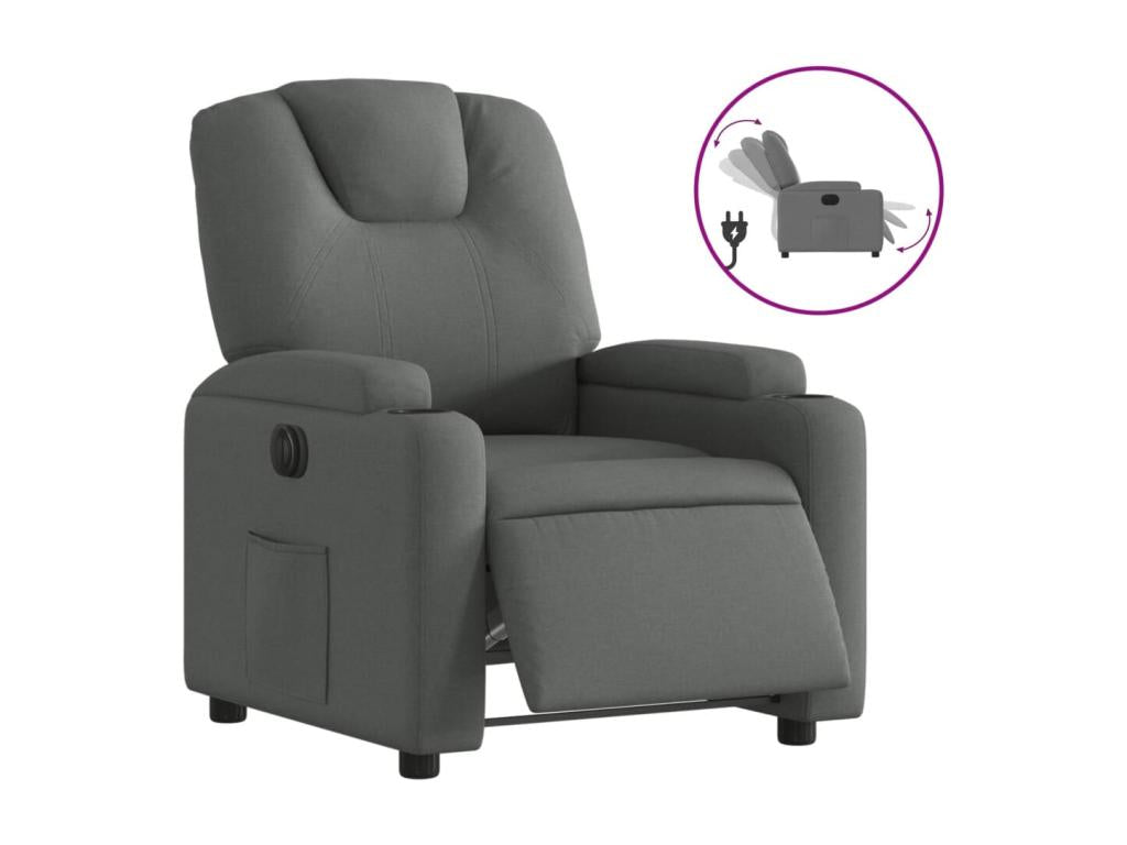 Electric Recliner Chair Dark Grey Fabric IVNY84480