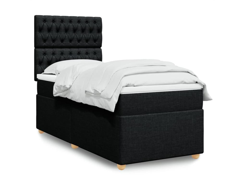 Boisona bed base and mattress, black, 80x200 cm, fabric, AJLL26334
