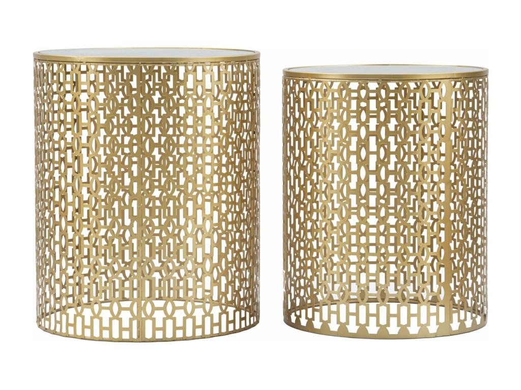 Set of 2 sculpted tables in gilded metal, 41x50-37.5x47 cm RNBM17128