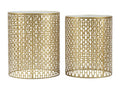 Set of 2 sculpted tables in gilded metal, 41x50-37.5x47 cm RNBM17128