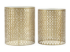Set of 2 sculpted tables in gilded metal, 41x50-37.5x47 cm RNBM17128