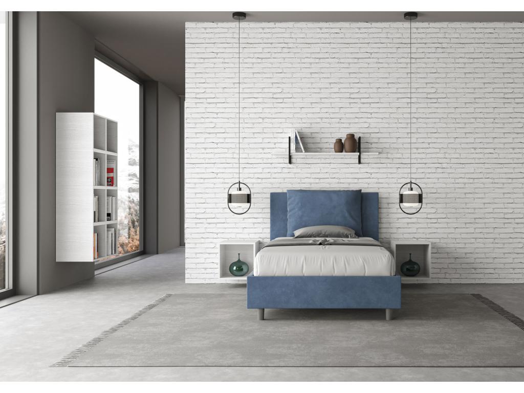 Elariva IINY09945 Single Bed with Storage, Upholstered 120x190cm Microfiber, Blue