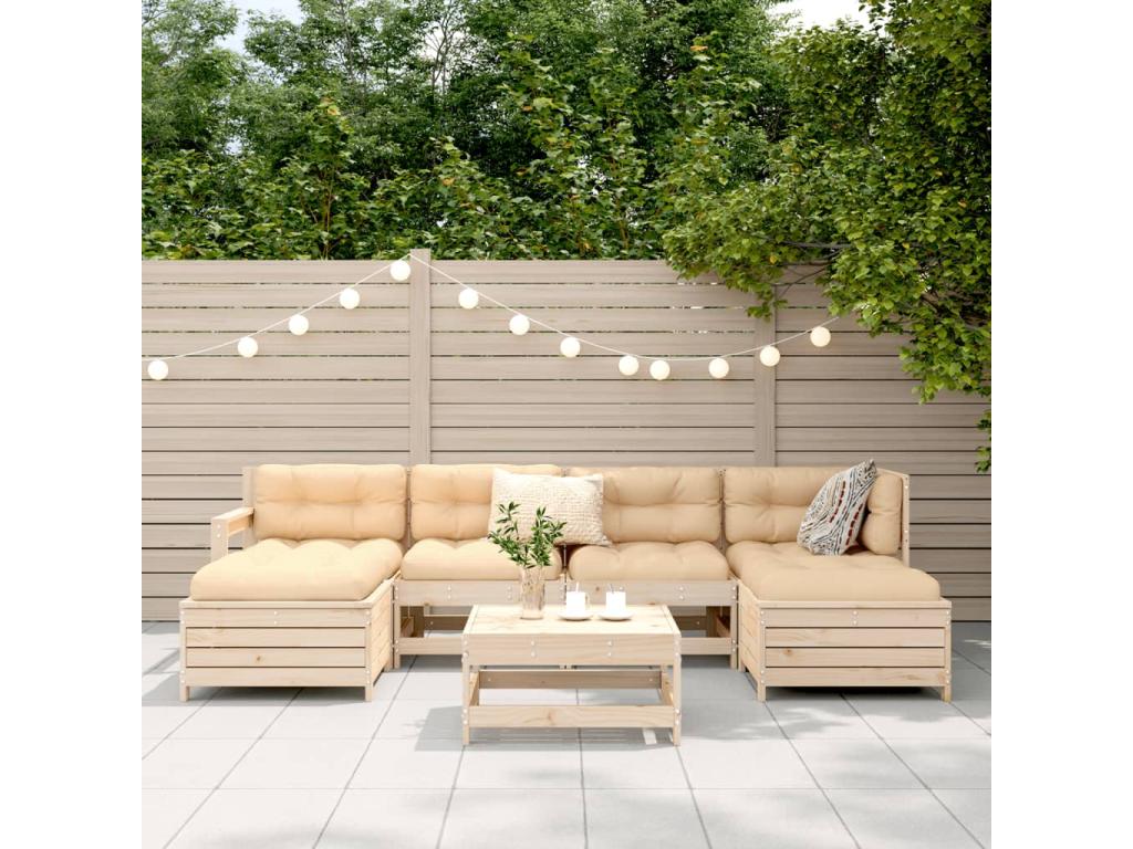 7-piece garden furniture set in solid pine wood FJWI96139