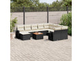 11-piece garden furniture set with cushions, black woven resin XVYX19846