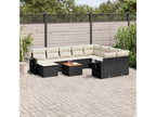 11-piece garden furniture set with cushions, black woven resin XVYX19846