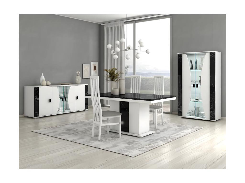 Elariva - Dining Table with White Central Pedestal and Black Marble Look RZSE77412