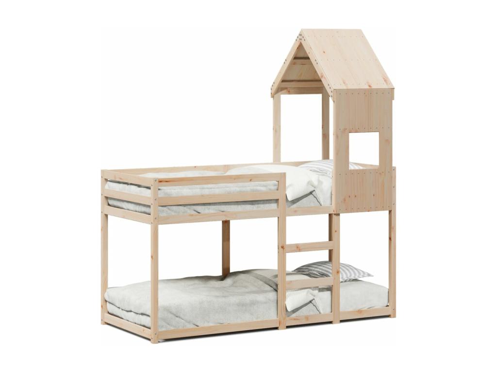 Bunk bed with roof 90x190 cm solid pine wood NGKO74272