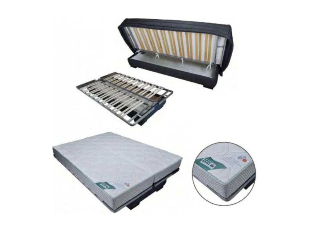 Fabric click-clack sofa with storage, 20cm mattress, 193cm wide - Dark Brown color PJQA01874