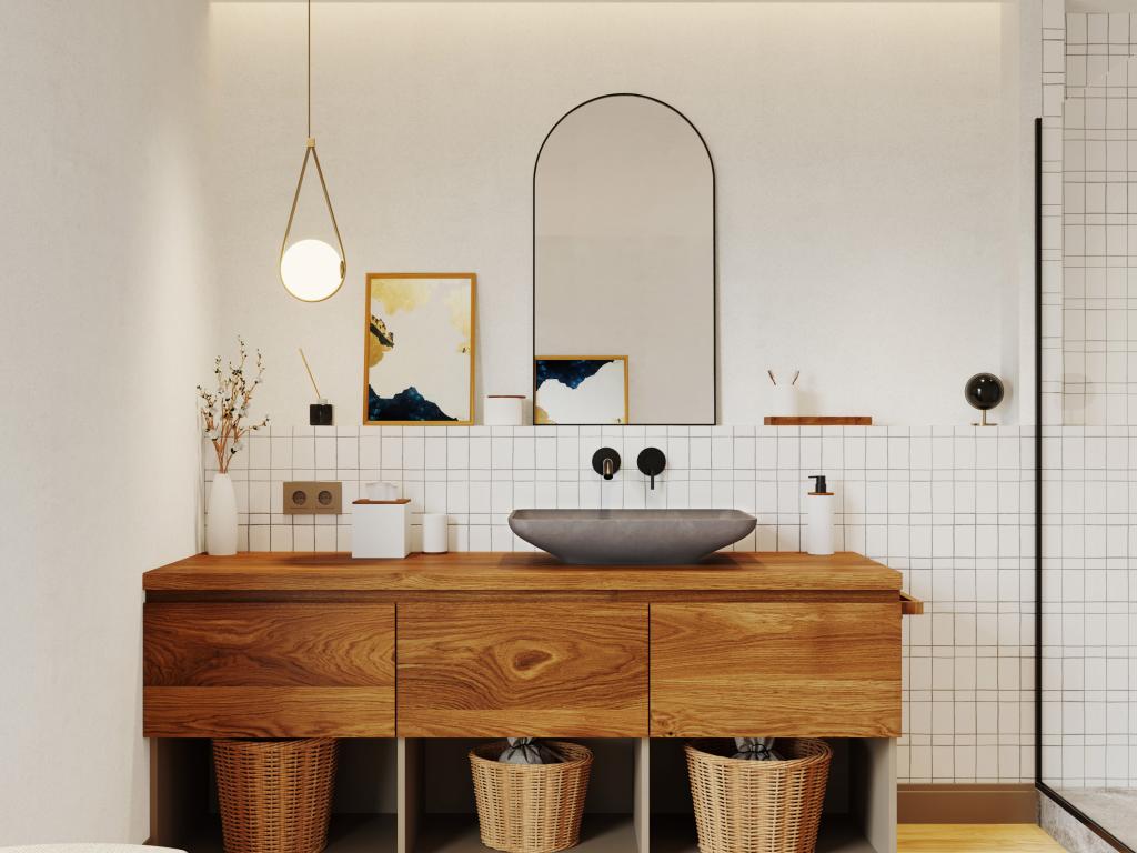 Curved rectangular countertop washbasin in concrete - L56.5 x W37 cm - Elariva URMN00134