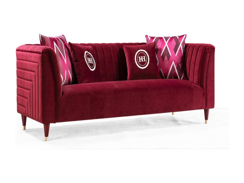 Boisona 2-seater velvet sofa - Bordeaux FESC32981