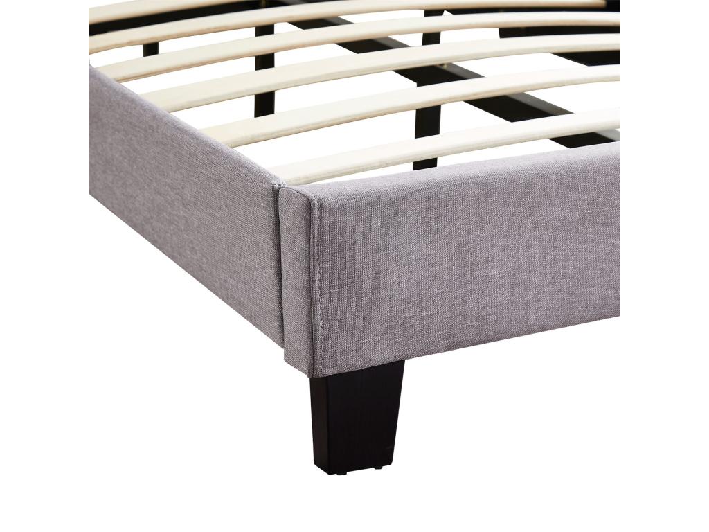 Single LED bed 90x190 cm with slatted base and height-adjustable headboard in grey fabric Elariva XSOQ51562