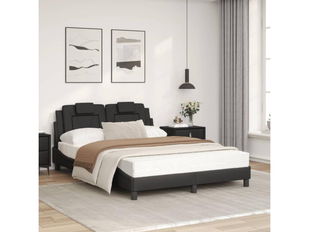 Bed with black mattress 120x200 cm faux leather TIMT73827