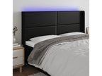 Black LED Headboard 203x16x118/128 cm Faux Leather ODOF69004