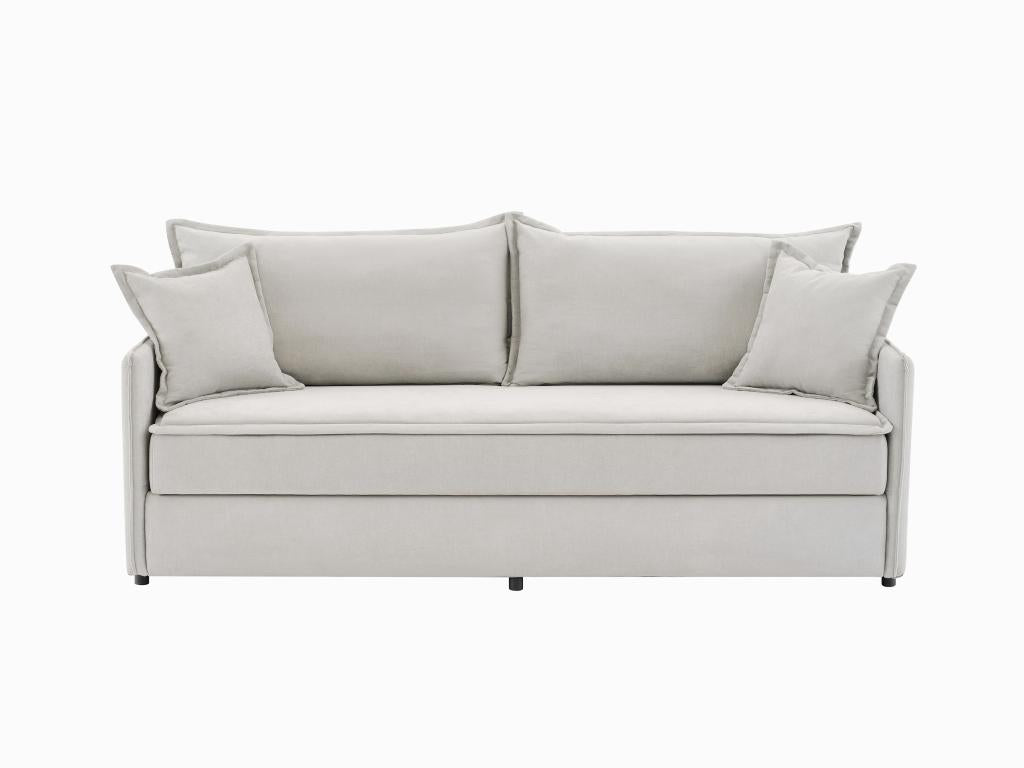 Boisona NPOA85158 3-seater convertible sofa in beige fabric with memory foam seat