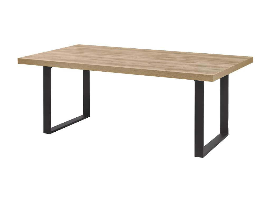 Elariva - 200cm Table, Wood Look, U-Shaped Metal Base, Black Powder Coated DLUN85130