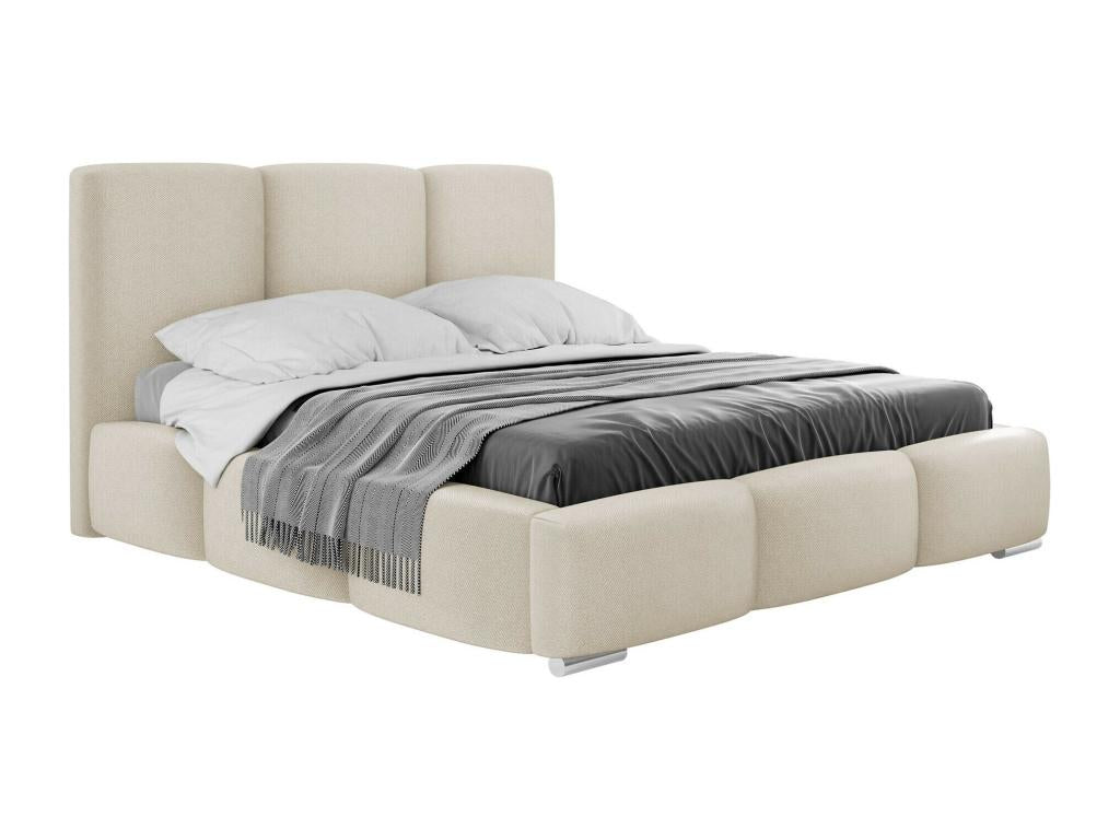 Bed 383 Double Light Brown 160x200 Upholstery Slatted Base 180x222x112cm OZWN01853