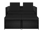 3-piece garden furniture set with cushions, black wicker resin, YLMD35423