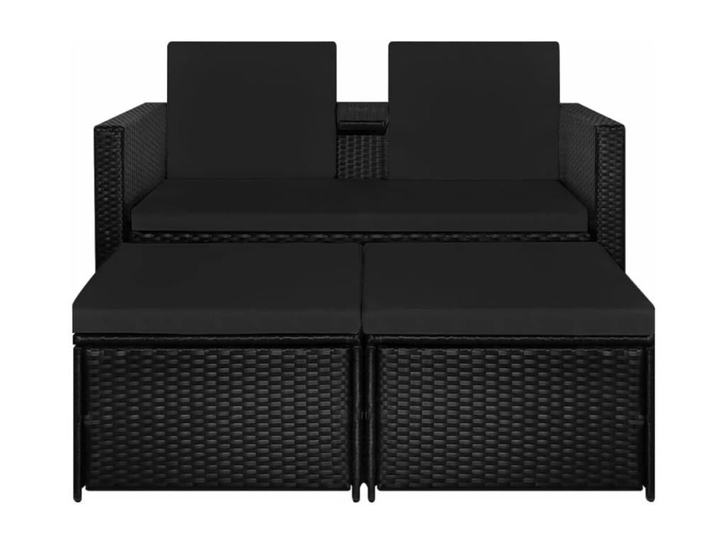 3-piece garden furniture set with cushions, black wicker resin, YLMD35423