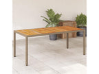Beige garden table 190x90x75 cm woven resin wood by Elariva NSSE49441