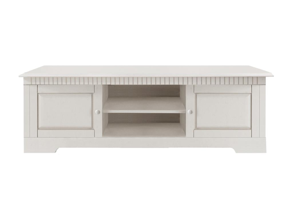 Elariva - TV stand with 2 doors in white pine ZWUT53705