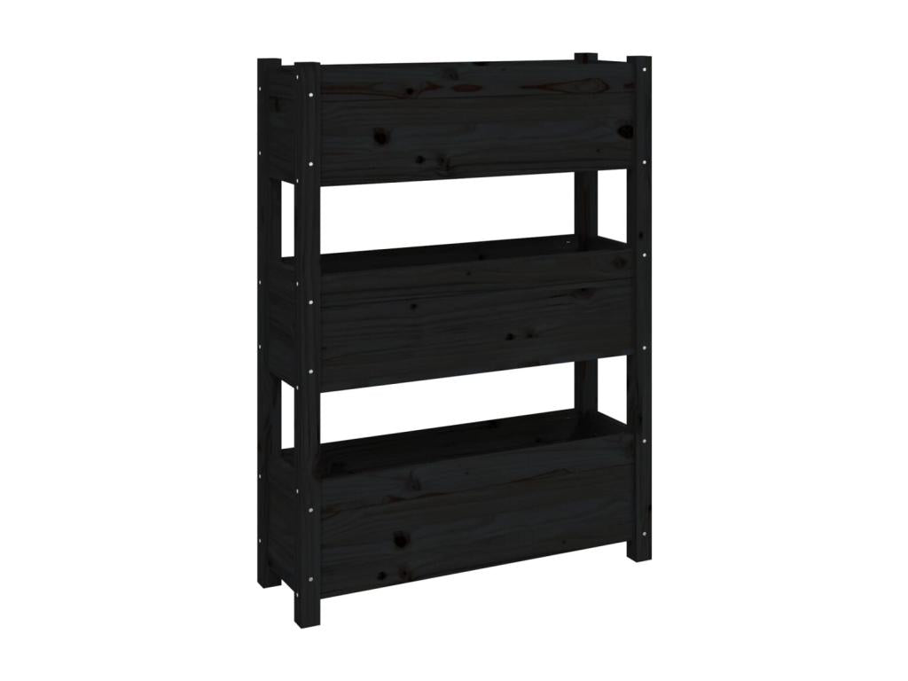 Black Planter 77x25x104.5 cm Solid Pine Wood WLDR88557