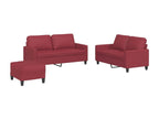 3-piece sofa and cushion set, Burgundy red faux leather FLVF86342