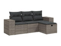 4-piece garden furniture set with grey resin wicker cushions KVSE94142