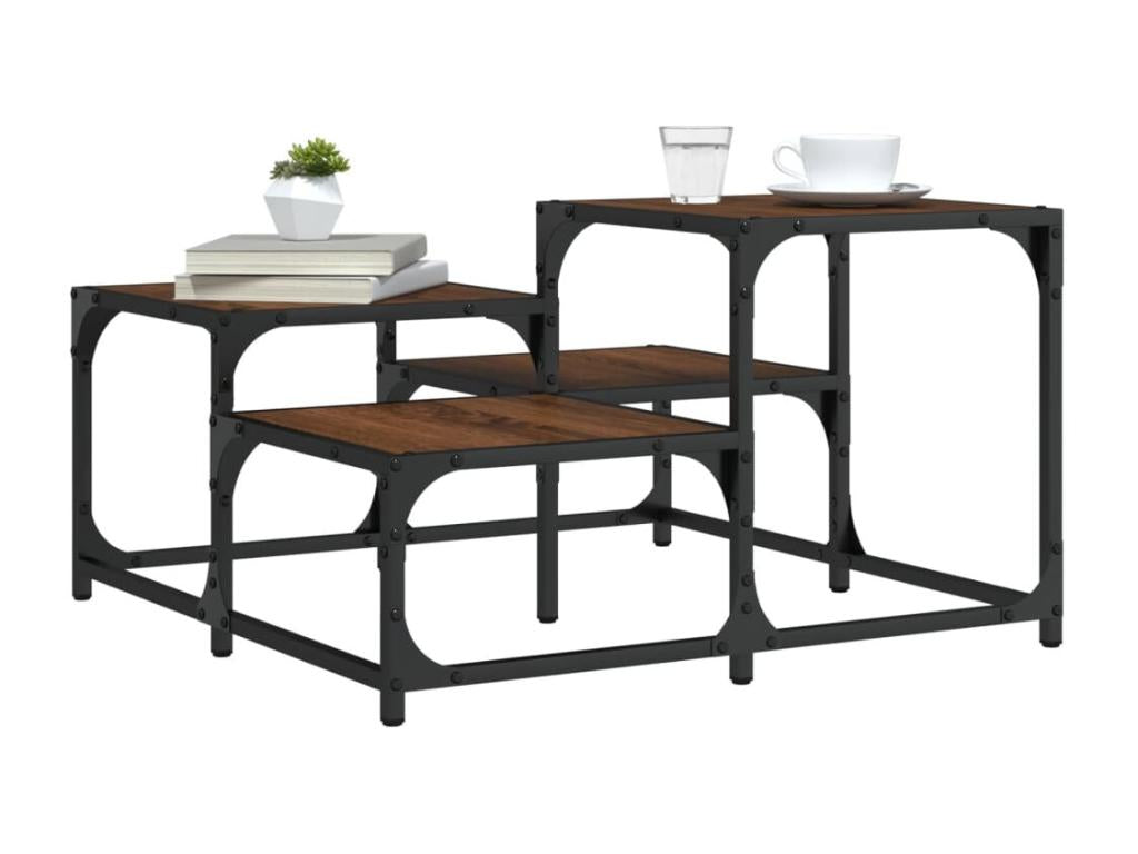 Coffee table in brown oak, 68x68x40 cm, engineered wood FAHO52489