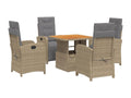 5-piece garden dining set with cushions, beige poly rattan VMMM83885
