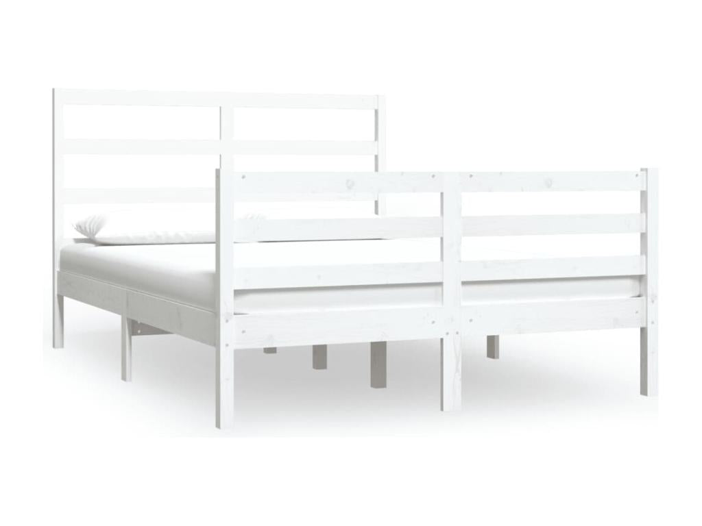 Bed frame without mattress white solid pine wood 120x190 cm APBO79676
