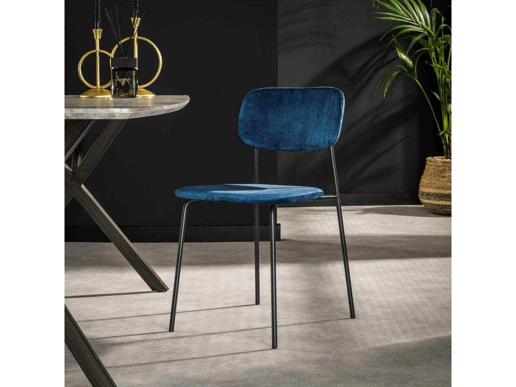 Set of 2 blue velvet school chairs Boisona TXRX80833