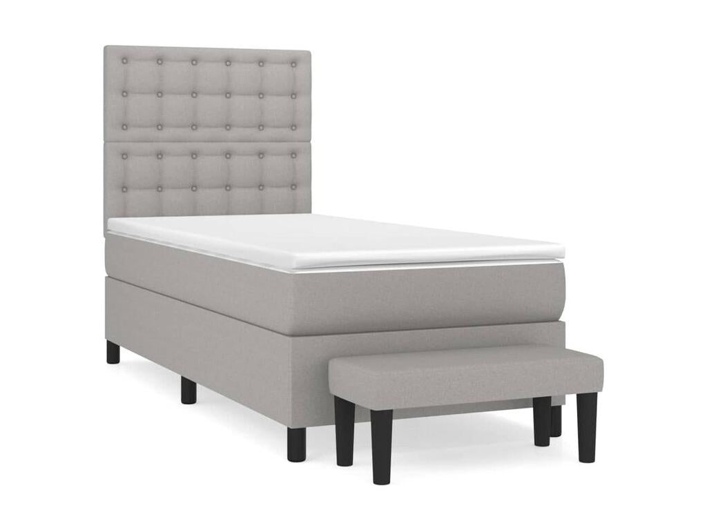 Boisona bed base with light grey mattress 80x200 Fabric GFOC59653