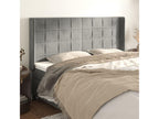 Headboard with wings, light grey, 203x16x118/128 cm, velvet, MEXA60195