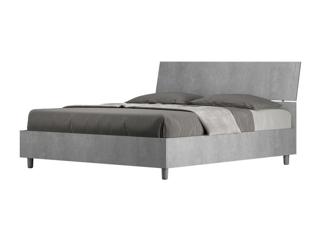 Bed with slatted base 160x200, inclined headboard, concrete grey, Elariva ELOO69647