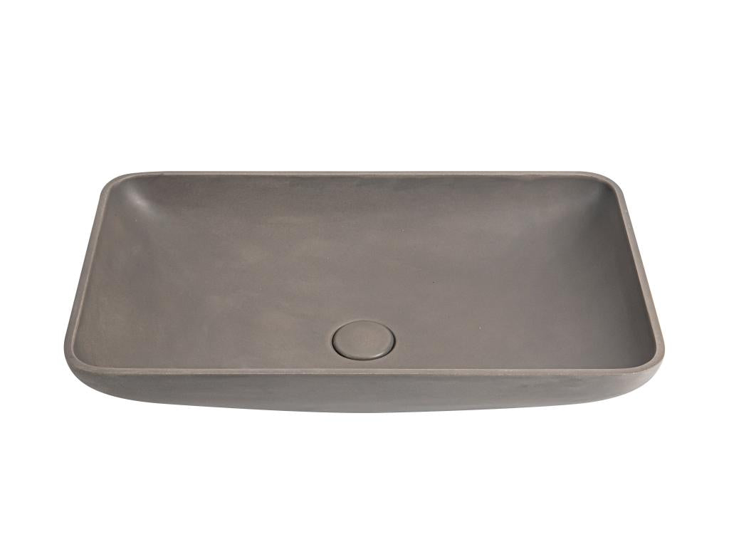 Curved rectangular countertop washbasin in concrete - L56.5 x W37 cm - Elariva URMN00134