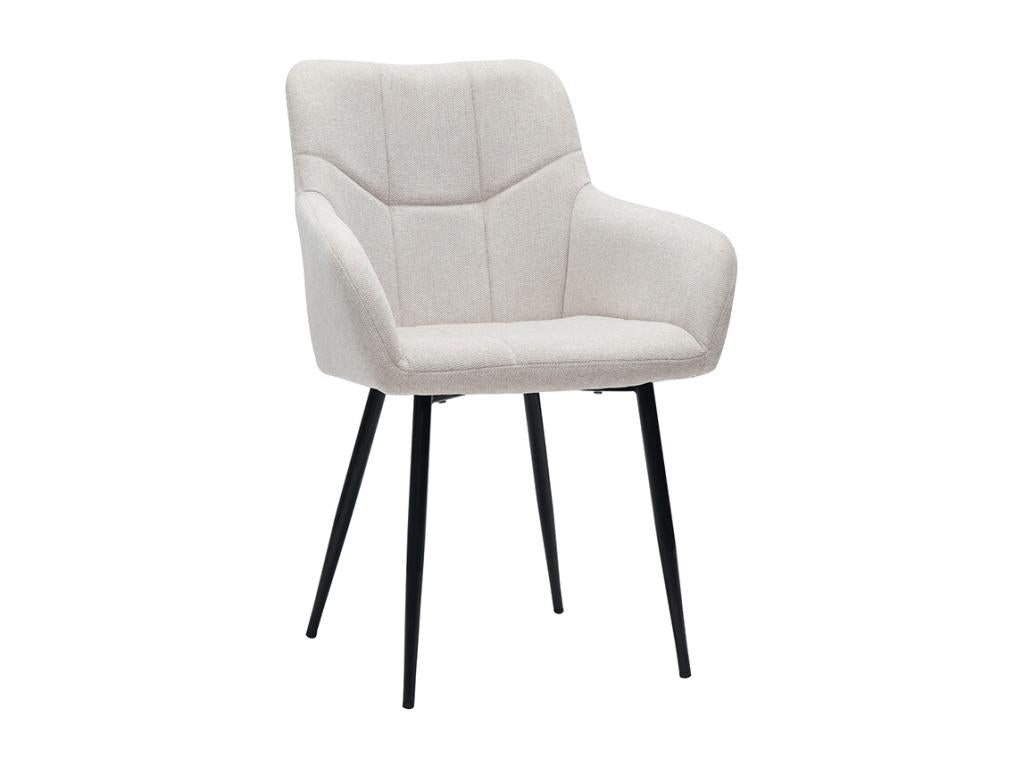 Set of 2 Lysvia SXHH07423 quilted designer chairs in beige textured velvet-effect fabric and black metal