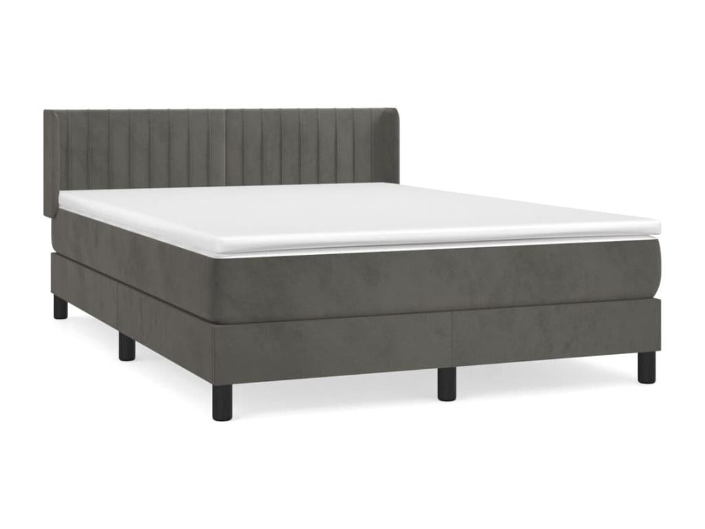 Upholstered bed base and mattress, Dark Grey, 140x190cm, Velvet AMML17382