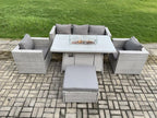 6-Seater Rattan Garden Furniture Set with Sofa and 2 Armchairs/Stools for Lawn, Patio, Indoor Use, Light Grey HYVK77130