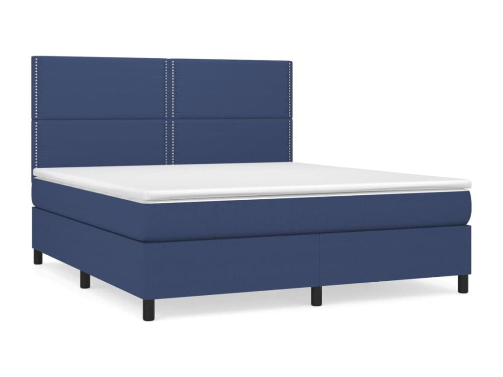 Upholstered bed base with mattress, blue, 180x200 cm, fabric BZMI50897