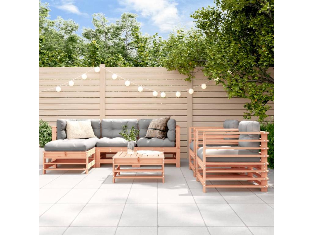 Boisona 7-piece garden furniture set with solid wood cushions QYPQ44018