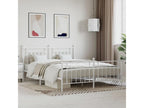 Metal bed frame with white headboard/footboard 160x200cm LXFO16534