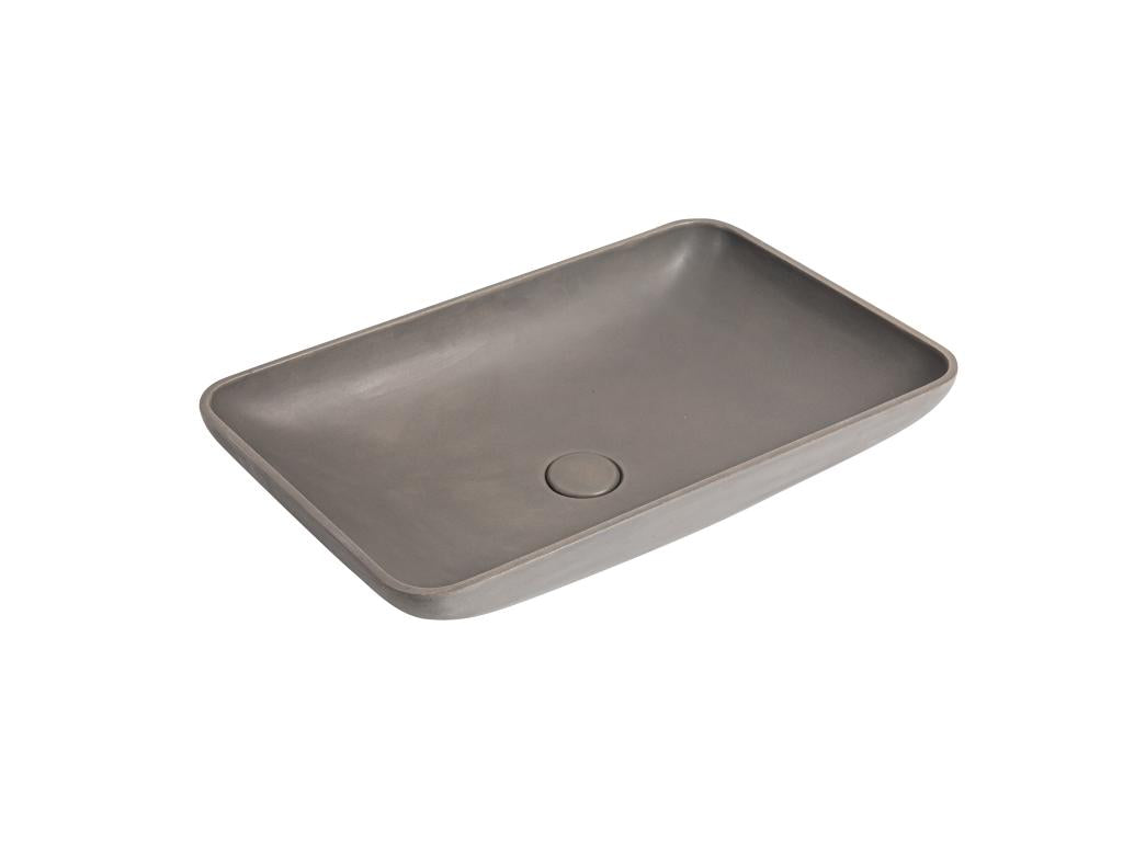 Curved rectangular countertop washbasin in concrete - L56.5 x W37 cm - Elariva URMN00134