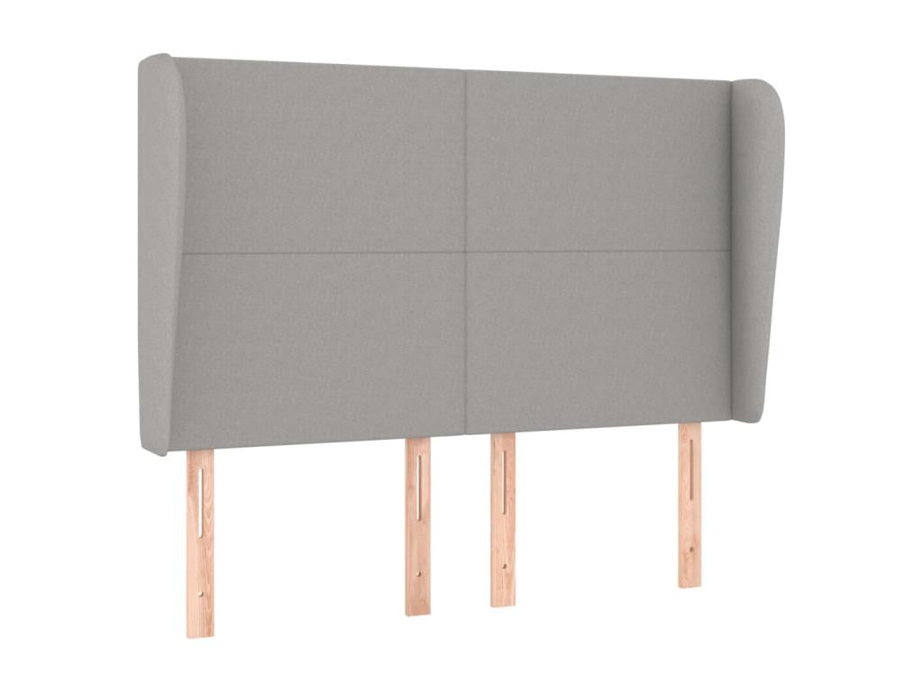Headboard with wings, light grey, 147x23x118/128 cm, fabric BNDL61606