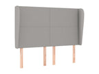 Headboard with wings, light grey, 147x23x118/128 cm, fabric BNDL61606