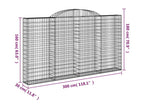 9-piece arched gabion baskets, 300x30x160/180 cm, galvanized iron, KWOX94530