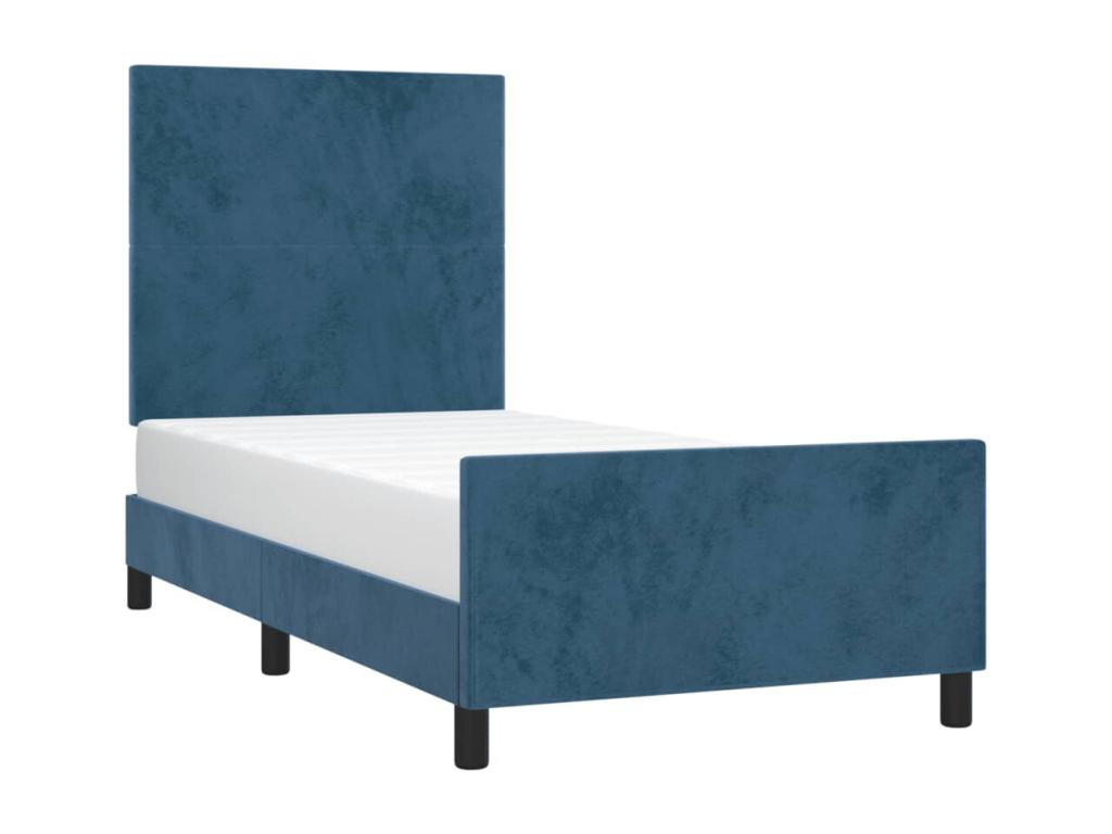 Dark blue velvet bed frame without mattress, 90x200 cm, OEWT98366