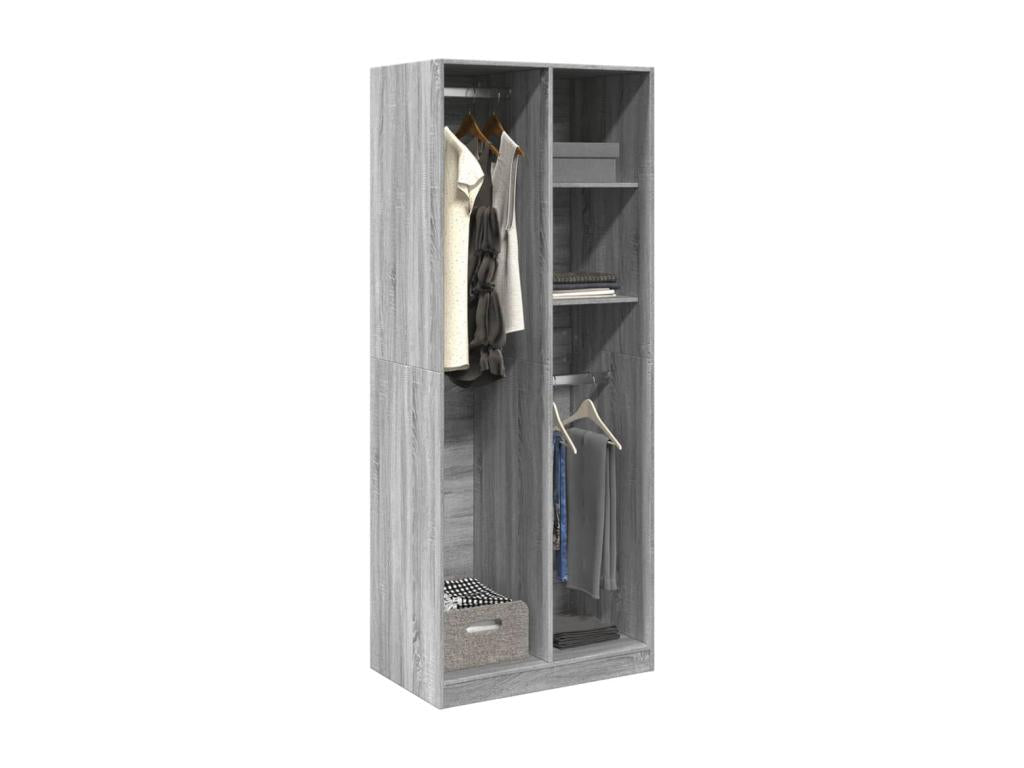 Grey wardrobe 80x50x200 cm engineered wood PSOI87202
