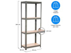 Grey metal shelving unit with 4 adjustable shelves, 148x60x30cm, 240Kg, 7house WCYB70242